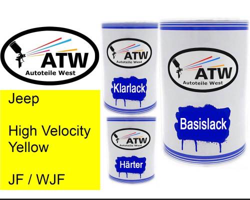Jeep, High Velocity Yellow, JF / WJF: 500ml Lackdose + 500ml Klarlack + 250ml Härter - Set, von ATW Autoteile West.